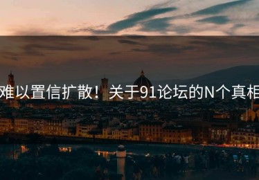 难以置信扩散！关于91论坛的N个真相