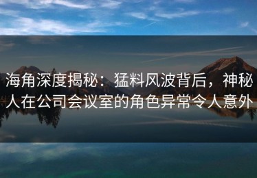 海角深度揭秘：猛料风波背后，神秘人在公司会议室的角色异常令人意外