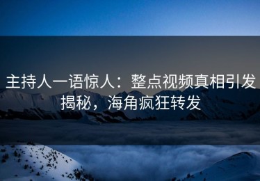 主持人一语惊人：整点视频真相引发揭秘，海角疯狂转发