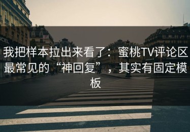 我把样本拉出来看了：蜜桃TV评论区最常见的“神回复”，其实有固定模板