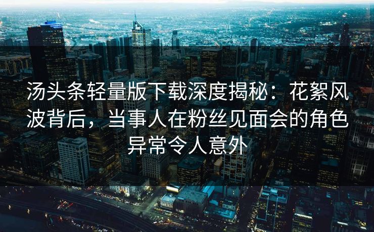 汤头条轻量版下载深度揭秘：花絮风波背后，当事人在粉丝见面会的角色异常令人意外