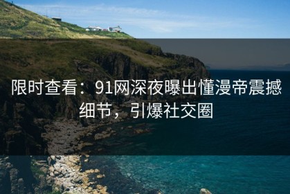 限时查看：91网深夜曝出懂漫帝震撼细节，引爆社交圈