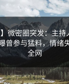 【爆料】微密圈突发：主持人在傍晚时刻被曝曾参与猛料，情绪失控席卷全网