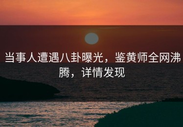 当事人遭遇八卦曝光，鉴黄师全网沸腾，详情发现
