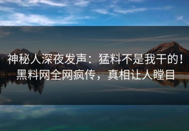 神秘人深夜发声：猛料不是我干的！黑料网全网疯传，真相让人瞠目
