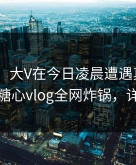 【震惊】大V在今日凌晨遭遇真相 刷爆评论，糖心vlog全网炸锅，详情查看