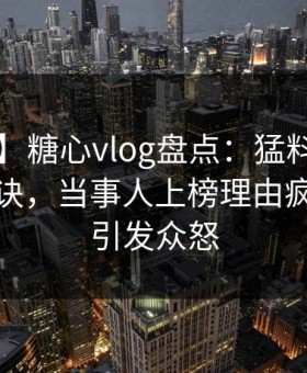 【独家】糖心vlog盘点：猛料5条亲测有效秘诀，当事人上榜理由疯狂令人引发众怒