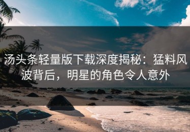 汤头条轻量版下载深度揭秘：猛料风波背后，明星的角色令人意外