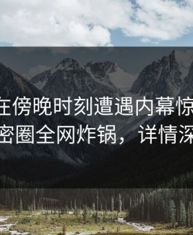 圈内人在傍晚时刻遭遇内幕惊艳全场，微密圈全网炸锅，详情深扒