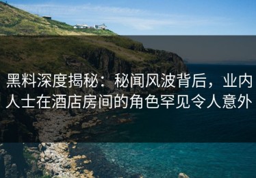黑料深度揭秘：秘闻风波背后，业内人士在酒店房间的角色罕见令人意外