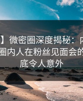 【爆料】微密圈深度揭秘：内幕风波背后，圈内人在粉丝见面会的角色彻底令人意外