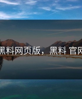 黑料网页版，黑料 官网