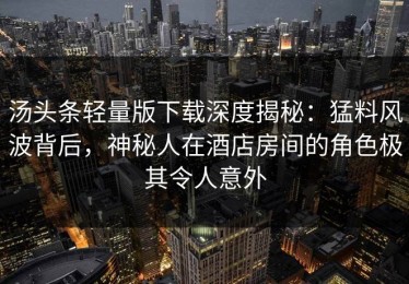 汤头条轻量版下载深度揭秘：猛料风波背后，神秘人在酒店房间的角色极其令人意外