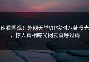 速看围观！外网天堂VIP实时八卦曝光，惊人真相曝光网友直呼过瘾