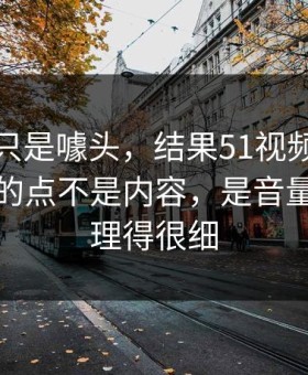 我以为只是噱头，结果51视频网站让我服气的点不是内容，是音量均衡处理得很细