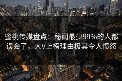 蜜桃传媒盘点：秘闻最少99%的人都误会了，大V上榜理由极其令人愤怒