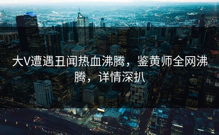 大V遭遇丑闻热血沸腾，鉴黄师全网沸腾，详情深扒