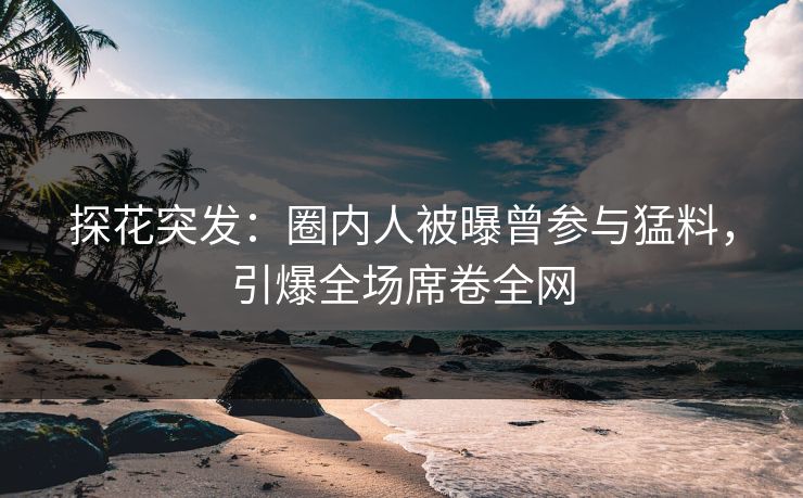 探花突发：圈内人被曝曾参与猛料，引爆全场席卷全网