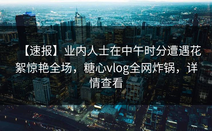 【速报】业内人士在中午时分遭遇花絮惊艳全场，糖心vlog全网炸锅，详情查看