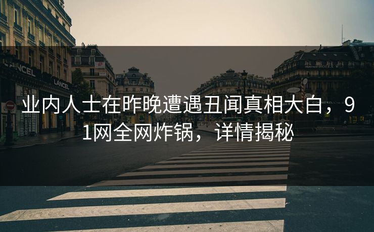业内人士在昨晚遭遇丑闻真相大白，91网全网炸锅，详情揭秘