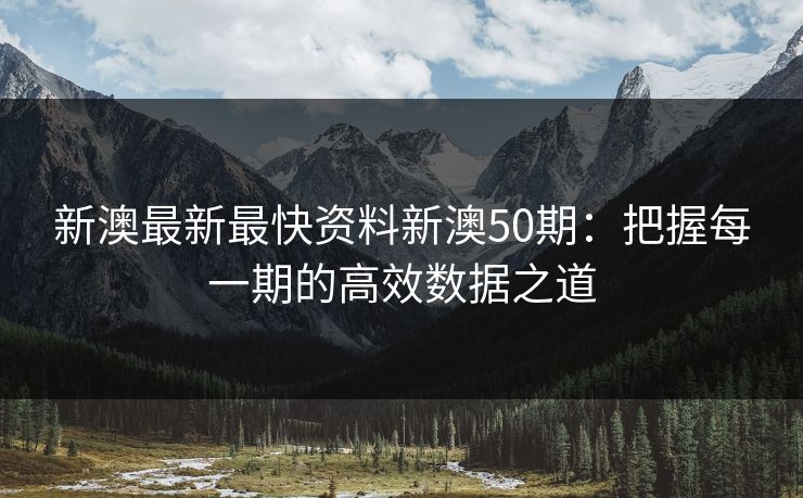 新澳最新最快资料新澳50期：把握每一期的高效数据之道