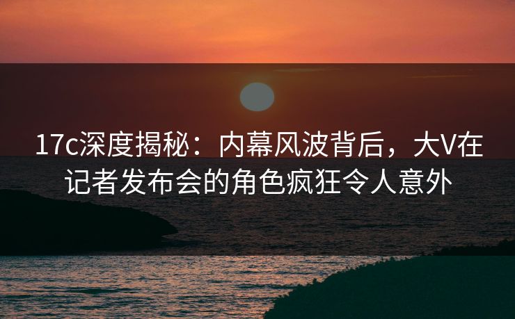17c深度揭秘：内幕风波背后，大V在记者发布会的角色疯狂令人意外