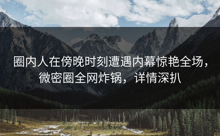 圈内人在傍晚时刻遭遇内幕惊艳全场，微密圈全网炸锅，详情深扒