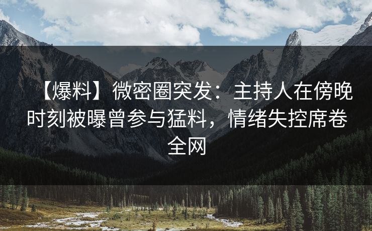 【爆料】微密圈突发：主持人在傍晚时刻被曝曾参与猛料，情绪失控席卷全网